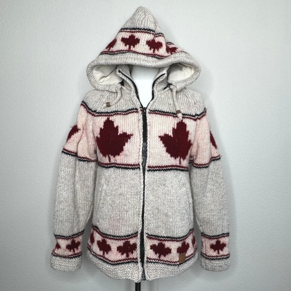 NORTHERN LIFESTYLES Canada Cowichan Style Full Zip Wool Sweater‎ SM Fleece Lined